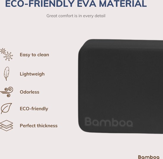 Bamboa Yogablokken Set Zwart + Gratis Yoga Riem - Ronde hoeken - EVA Foam - 2 Yoga Blokken van Bamboa — afbeelding 5