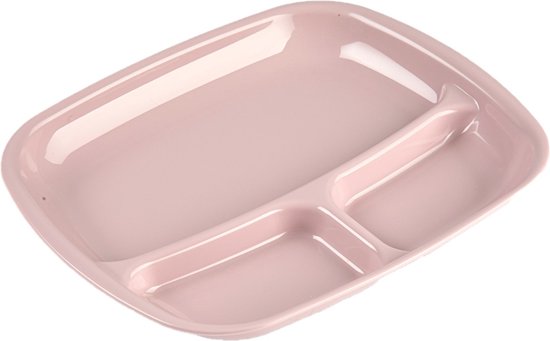 Plasticforte Camping Servies set 18 delig - kunststof - roze - 6x vakjesborden/6x drinkbekers/6x kommetjes - onbreekbaar — afbeelding 4
