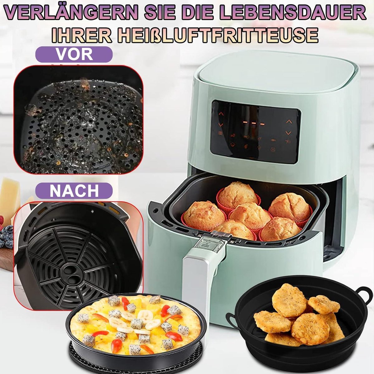 Spatbescherming heteluchtfriteuse, roestvrij staal, accessoires voor