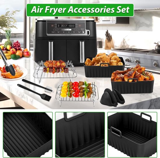 Foto: Air fryer bakmat reservemand luchtfriteuse vervangende grillpan air fryer vervangende grillpan herbruikbare luchtfriteuse inzetstukken voor koken grillen keuken braden 20 cm
