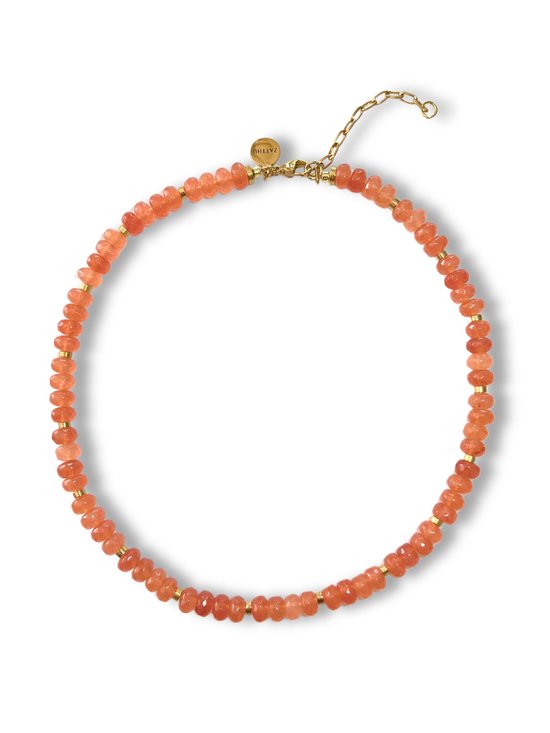 Zatthu Jewelry - N24SS757 Maus oranje agaat kralenketting