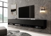 Meubella - TV-Meubel Asino - Wave - Mat zwart - 200 cm