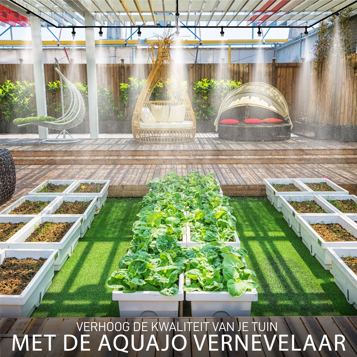 Staande sproeikoeling, 360° verticale waternevel-mistsysteem