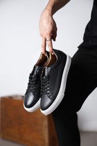 Baskets pour femmes Cuir Premium Cuir Zwart - Oscar&Djayds - Zwart - Cuir Véritable - Baskets pour femmes - Chaussures pour femmes - OD 210 - taille 46