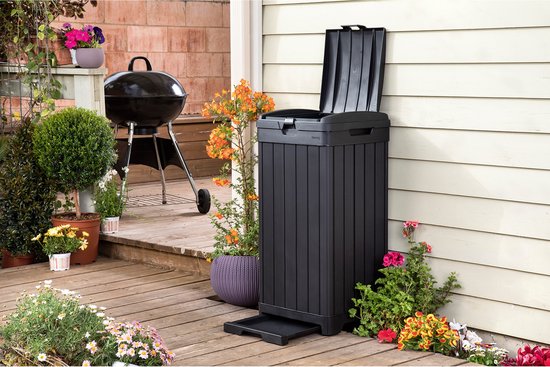Keter Baltimore - Prullenbak 125 liter - Hoogte: 87,4 cm - Zwart van Merkloos	 — afbeelding 2