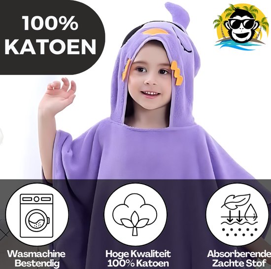 BoefieBoef Octopus Piraat Bio Katoen Baby & Kinder Badponcho met Capuchon - Dieren Design - Badcape 1-7 Jaar - Peuter Strandponcho & Kleuter Zwemponcho - Absorberend & Sneldrogend - Handdoek - Kraamcadeau - jongens - meisjes - Sinterklaas - kerst van Merkloos — afbeelding 2