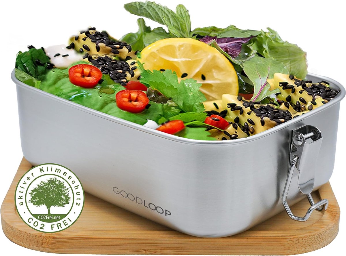 Stylish bamboo lid Bento Box 1200 ml incl. seal for children and adults