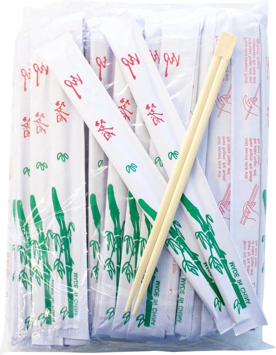 Eetstokjes van bamboe wit 23cm lengte 100 stuks multipack met 10 sets