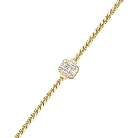 Gouden Visgraat Armband Baguette Zirkonia 14 karaats