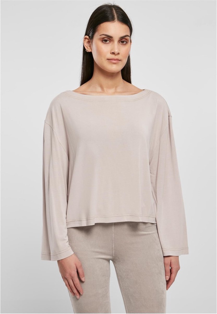 Urban Classics Short Modal Bateau Neckline Longsleeve top S Grijs