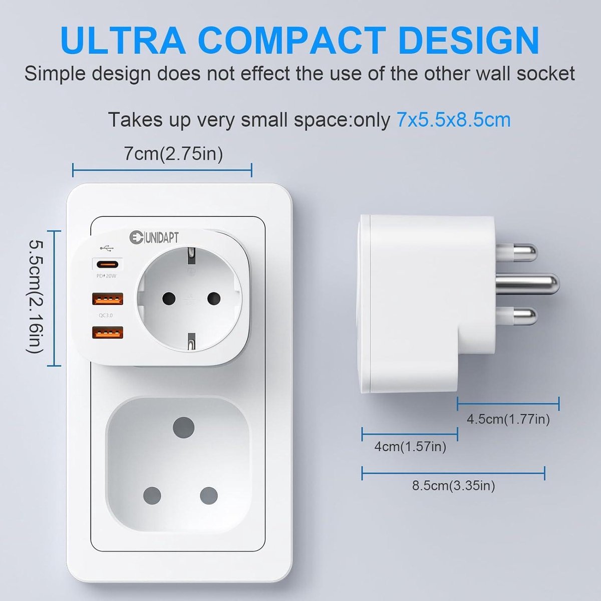 TESSAN Adapter Zuid-Afrika stekker Type M, Frankrijk naar Zuid-Afrika, Namibië