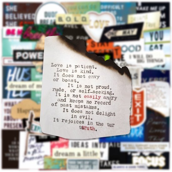Stoere Motivatie Stickers - 60 stickers met Engelse Teksten & Positieve Quotes - voor laptop, bullet journal, mobieltje etc.