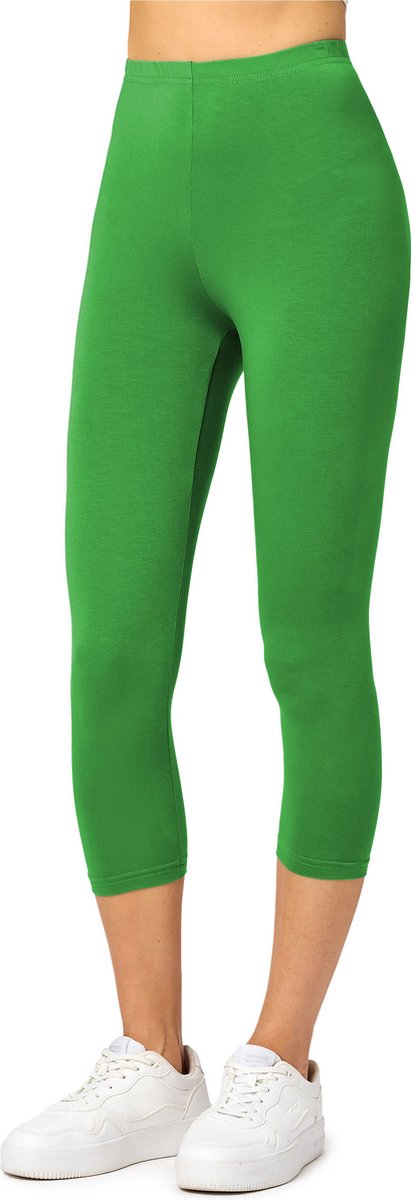 Merry Style MS-MS10-144-LE Dames Capri Leggings - Sport - Vrijetijdsbroek - 3/4 Lengte - Viscose - Sporbroek - Yogabroek - Groen - XS