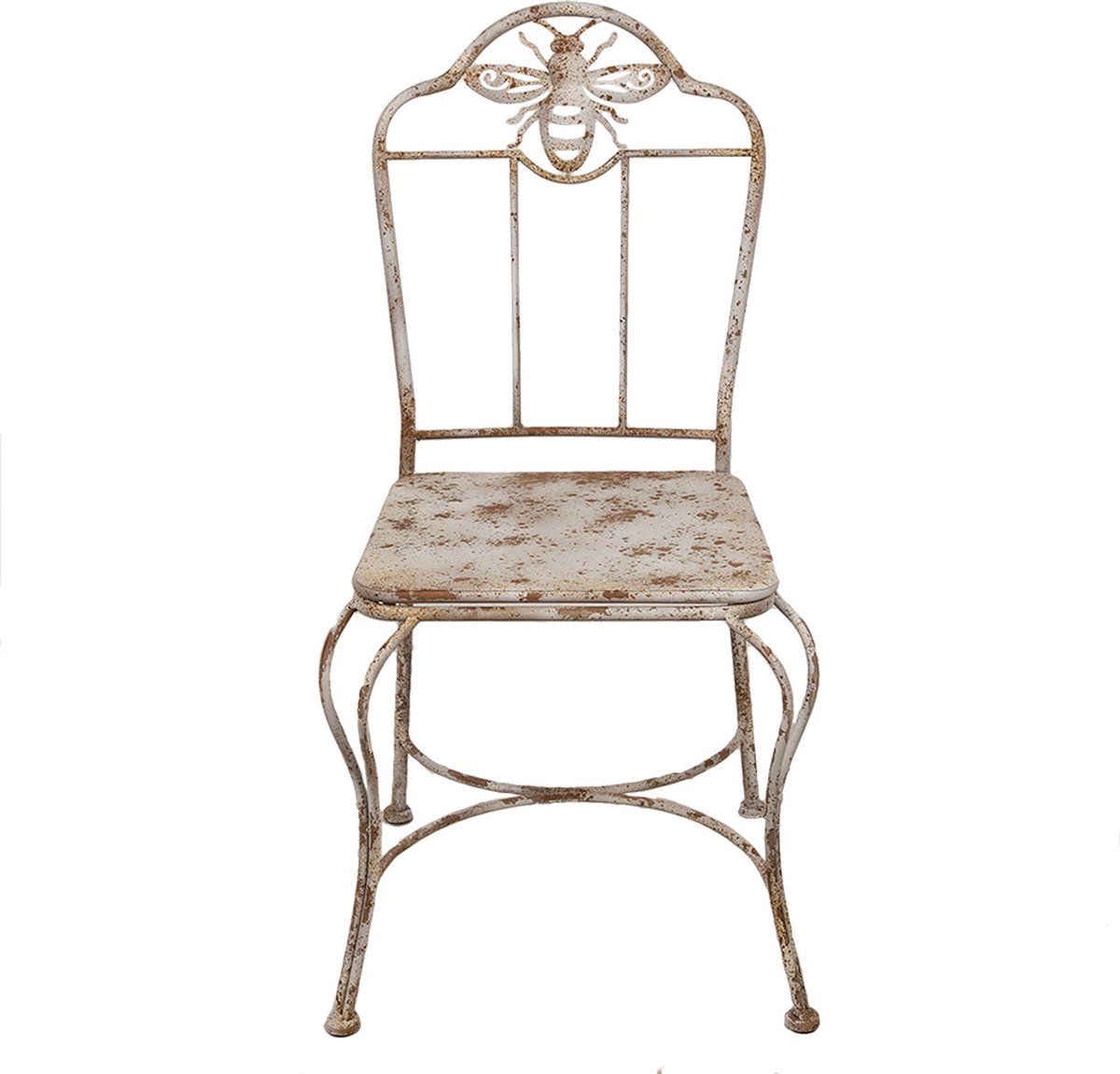 Clayre & Eef Tuinstoel 47x47x91 cm Wit Bruin Metaal