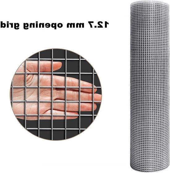 Kippengaas 40 Cm X 10 M | Zeshoekig Gegalvaniseerd Draad | Mazen 25 Mm | Met Tang En Handschoenen