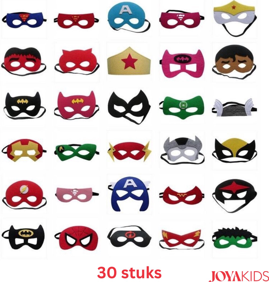 Joya Kids® 30 Stuks Superhelden Maskers voor Kinderen | Maskerset voor kinderfeest | Super Hero Verkleed kleding | Verkleedpartij | 30 stuks — afbeelding 4