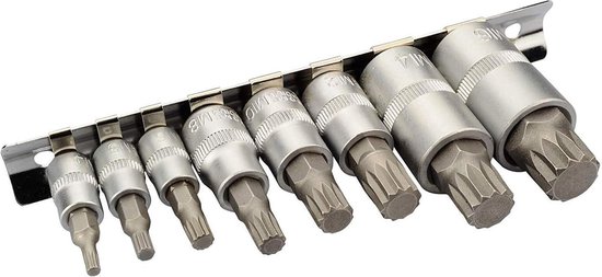 Lot de 21 Douilles Kraft Muller KM-21PCS, multidents avec profil 12 et 6 pans, 8-36 mm, XZN Torx