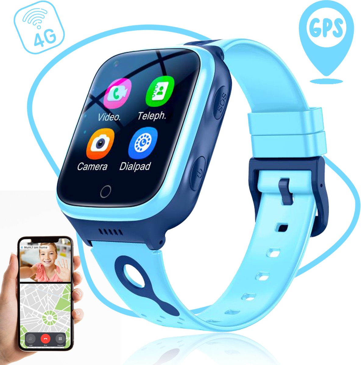 ISHIVA Smartwatch Kinderen GPS Tracker Met HD camera Videobellen en 4G Verbinding. bol