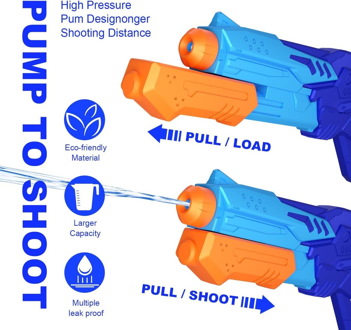 Super Waterpistool Set 4 Stuks XXL - 8 Meter Bereik 1000 Ml Soaker Waterspeelgoed Voor Zomer