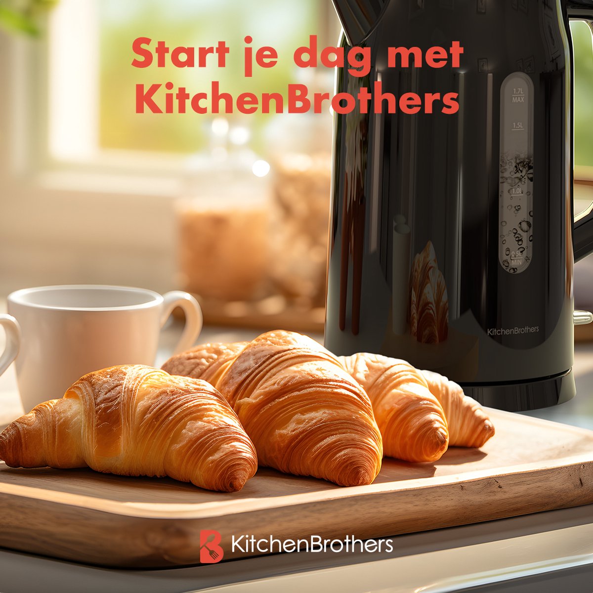 KitchenBrothers Waterkoker - Elektrisch - 1,7 Liter - PFAS- & BPA-vrij - Met Kalkfilter - Dubbelwandig - Cool-touch - Zwart – foto 7