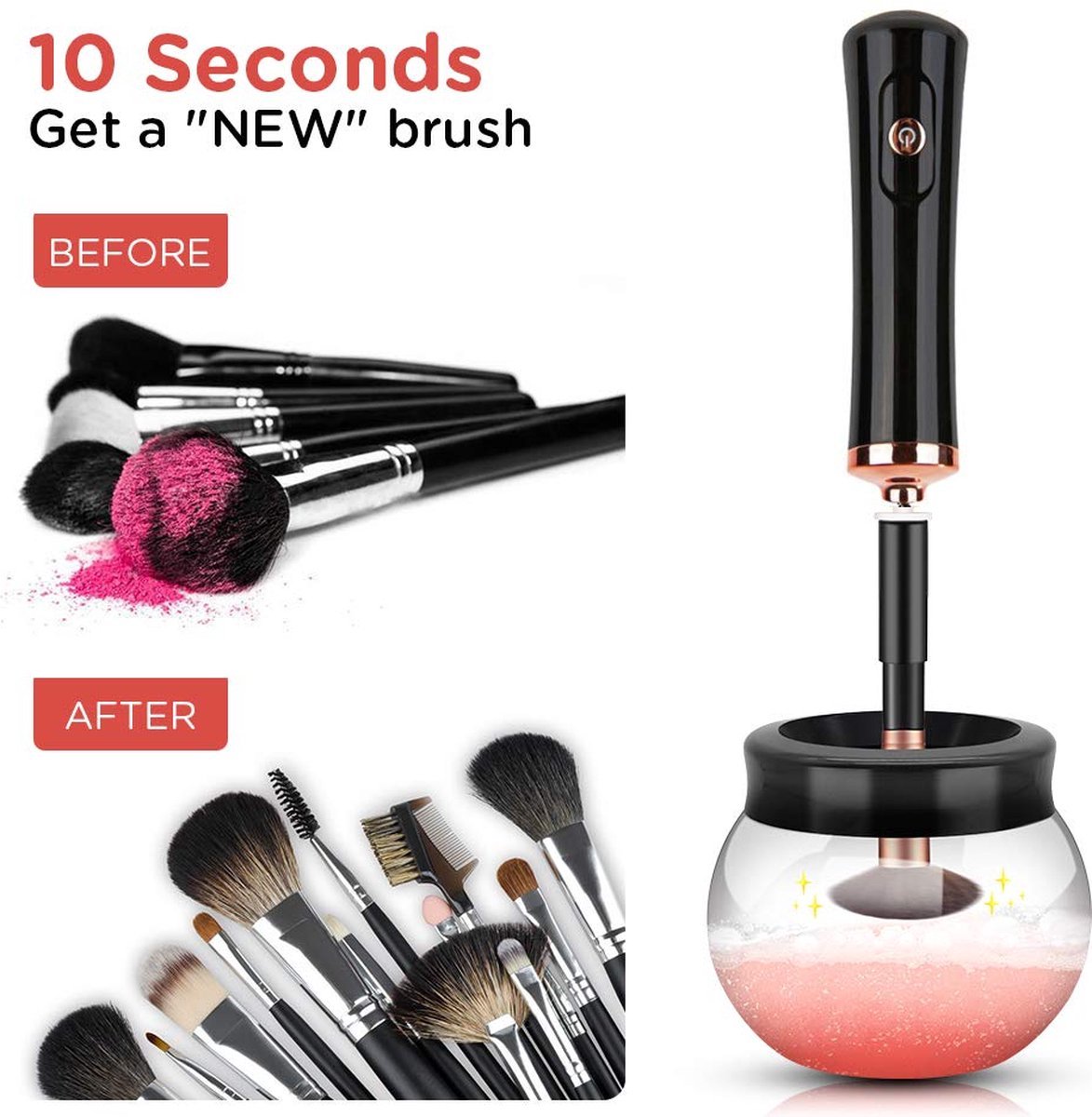 BOTC Make Up Kwasten Reiniger Elektrische – Zwart - Afbeelding 6