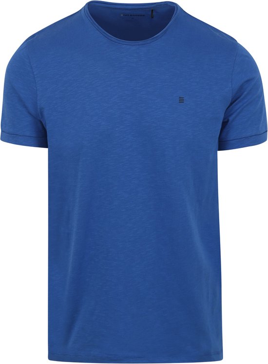 T-shirt met ronde hals, opgerolde mouwen en subtiele logoprint