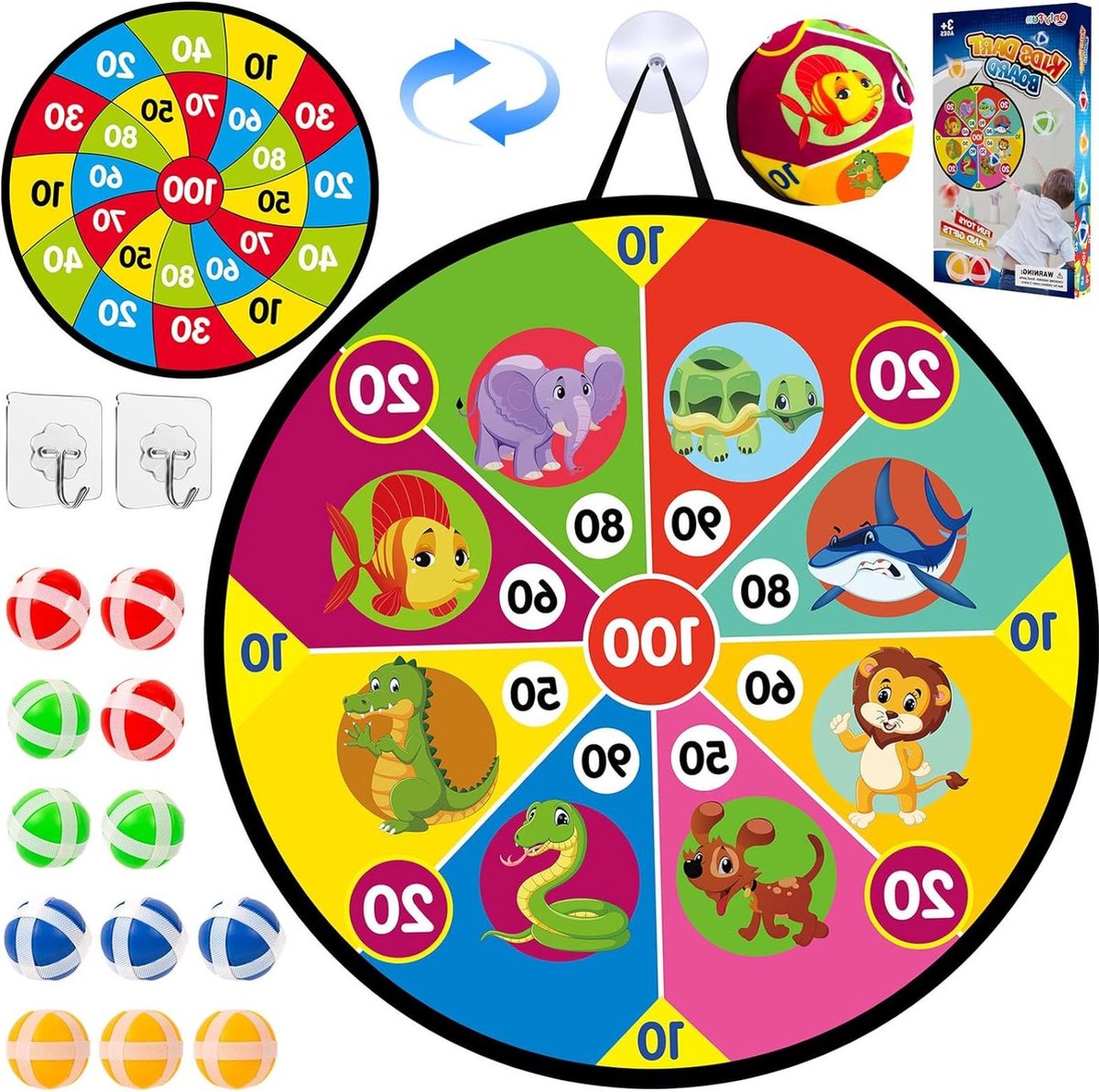 Spellen vanaf 4 jaar - Kinderklittenband dartbord - 48 cm - Klittenbandballen - Opvouwbaar - Cadeaus voor kinderen Dartbord