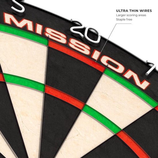 Professioneel Wedstrijddartbord met Ultradunne Draadconstructie - Niet-vervagende Kleuren - Mission Darts Samurai II DB023 Dartbord van Mission — afbeelding 2