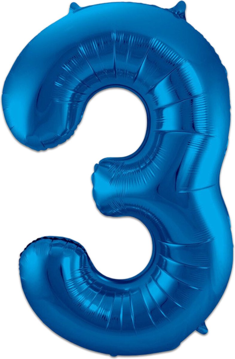 Cijfer Ballonnen Ballon Cijfer 3 Verjaardag Versiering Feest Helium Ballonnen Cijferballon Folieballon Blauw Xl Formaat