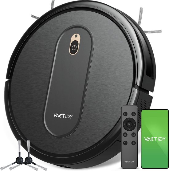 Vactidy T6 Robotstofzuiger, zuigkracht, intelligente bediening met app/Alexa /Siri, ideaal voor dierenharen, haar, stof, tapijt en harde vloeren