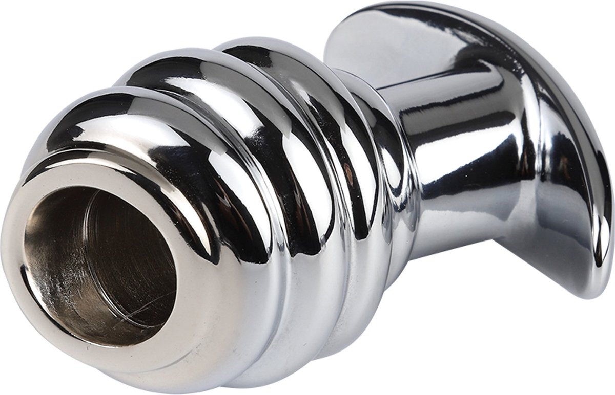 Fixxx - Geribbelde Holle Buttplug - Aluminium - Zilver