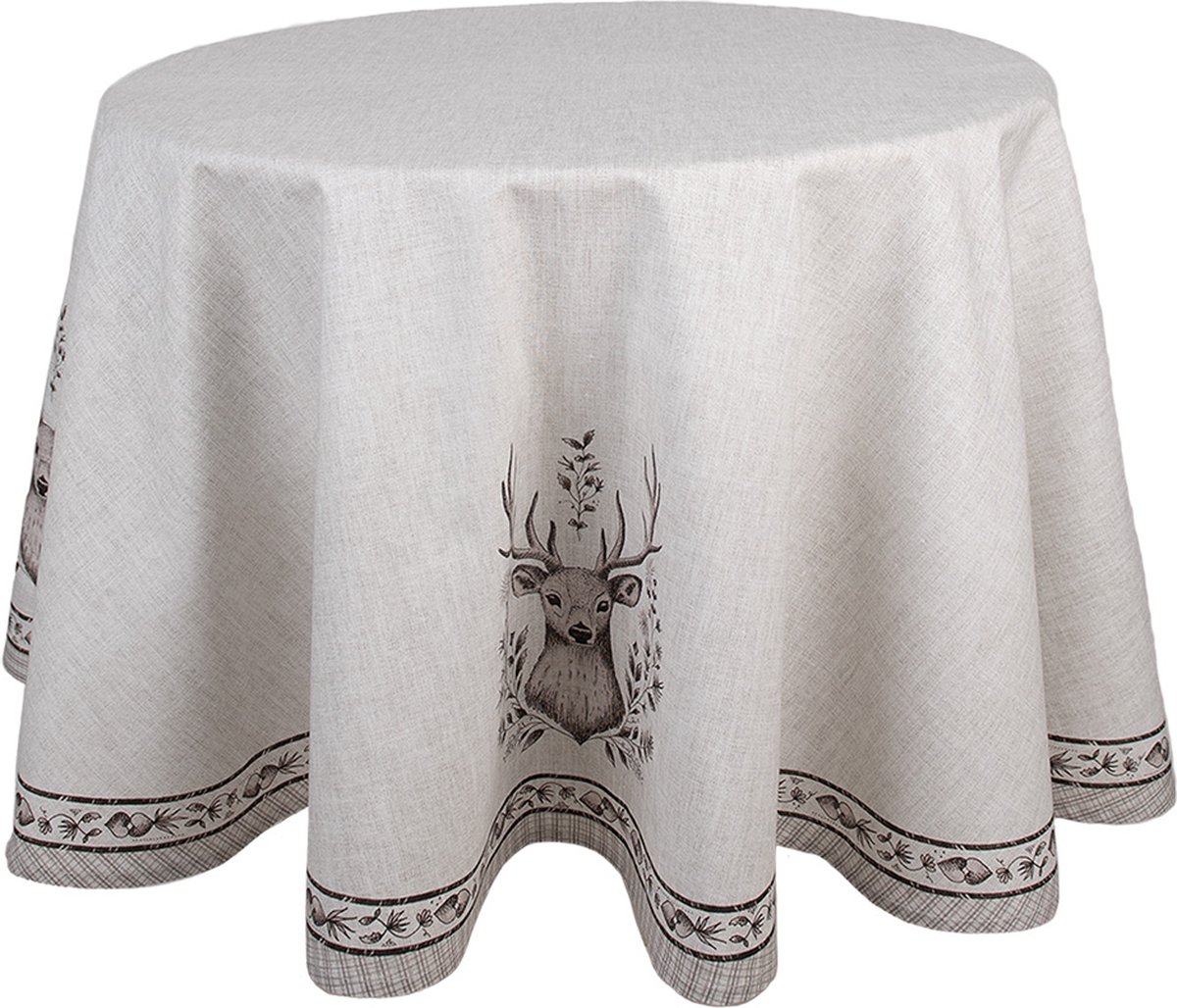 Clayre & Eef Tafelkleed Ø 170 cm Beige Katoen Hert