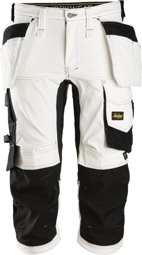 Foto: Snickers 6142 allroundwork stretch pirate broek met holsterzakken wit zwart 62