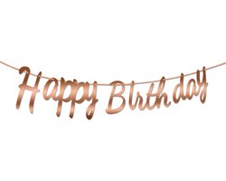 LUQ - Happy Birthday Slinger Rose Goud Verjaardag Versiering Letter Slinger Feestartikelen Feest Slingers Vlaggenlijn