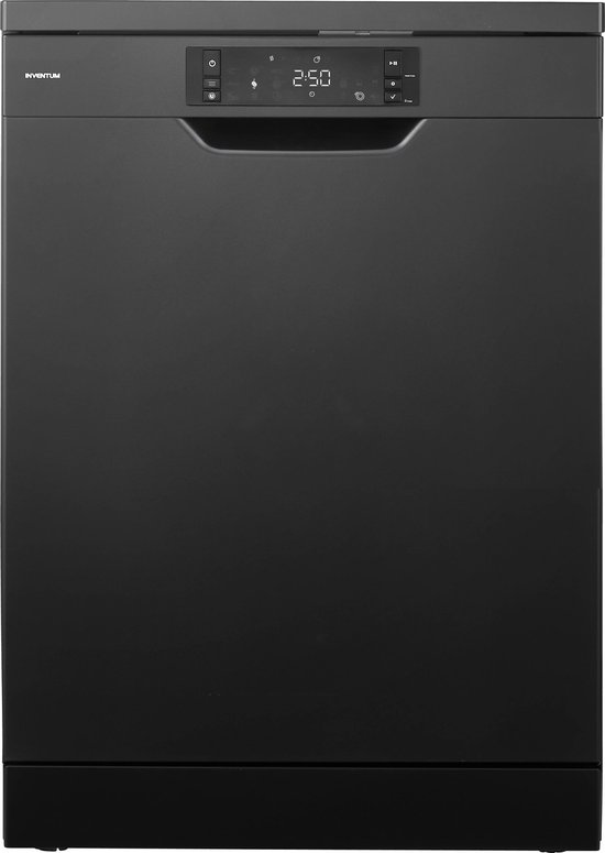 Inventum VVW6060AB energiezuinige vaatwasser - 14 couverts - Verstelbare bovenkorf - Besteklade-Bestekmand - Stil: 42 dB - 9 programma’s - Deur opent automatisch - Startuitstel - Energielabel A - Vrijstaand - Matzwart