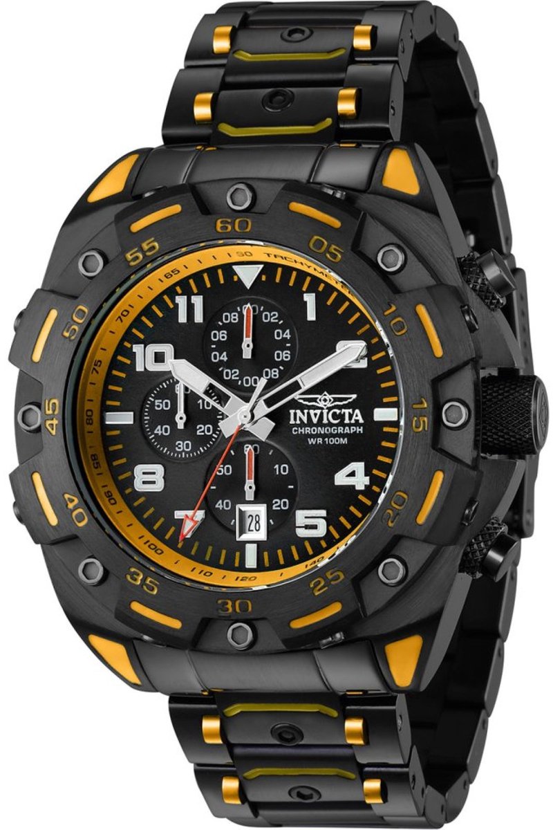 Invicta Sea Monster 37663 Heren Horloge - Waterdicht - Analoog - Quartz Uurwerk - Roestvrij Staal met zwarte Wijzerplaat - 50mm
