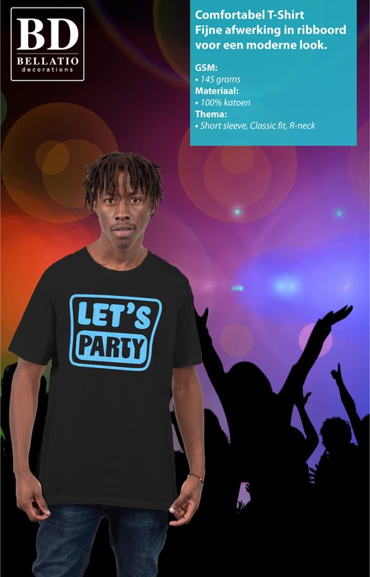 Bellatio Decorations Chemise habillée pour hommes - faisons la party - noir - paillettes - carnaval/soirée à thème XL