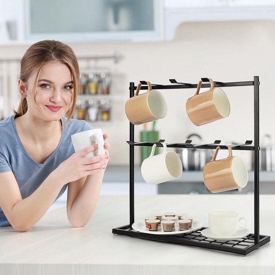 Set Rétro Cuisine SWAN : Porte-Papier + Porte-Tasses 6 Tasses, Acier, SWKA1054BLN
