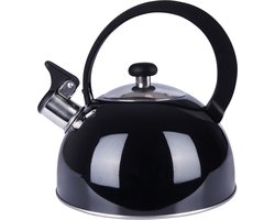 Fluitketel Edelstaal Zwart 1,5 l - Waterketel met Fluitje - Waterkoker