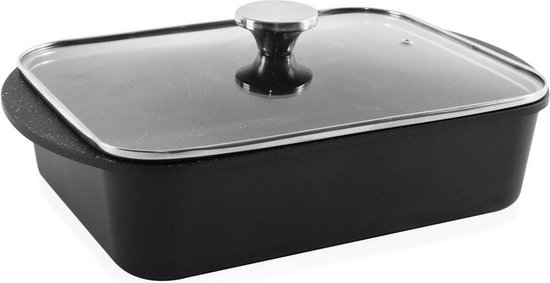 Braadpan Graniet met Deksel Rechthoekige GRANDE 4,4 l, 35x22,5 cm - Ovenschaal - Braadslede