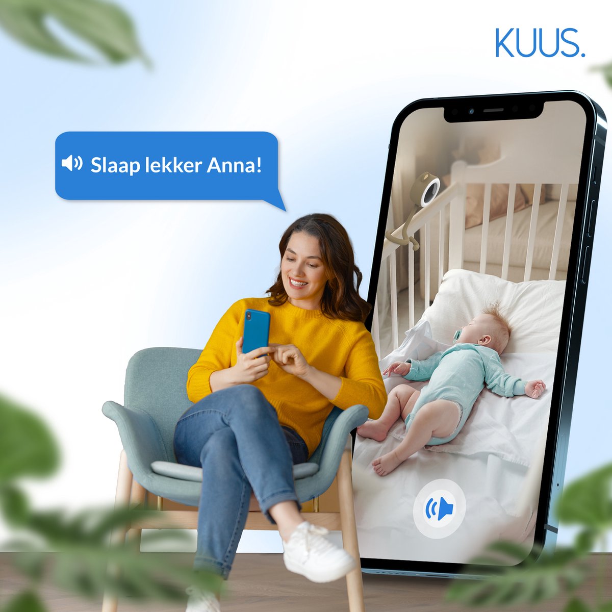 Afbeelding 2 van KUUS. WiFi Babyfoon met Camera en App - (Zonder los scherm) Baby Camera Met 2K beelden - Scherpe nachtvisie - Bewegingsdetectie - Huildetectie - White Noise - Incl. 32GB SD | KUUS. Beertje BM1