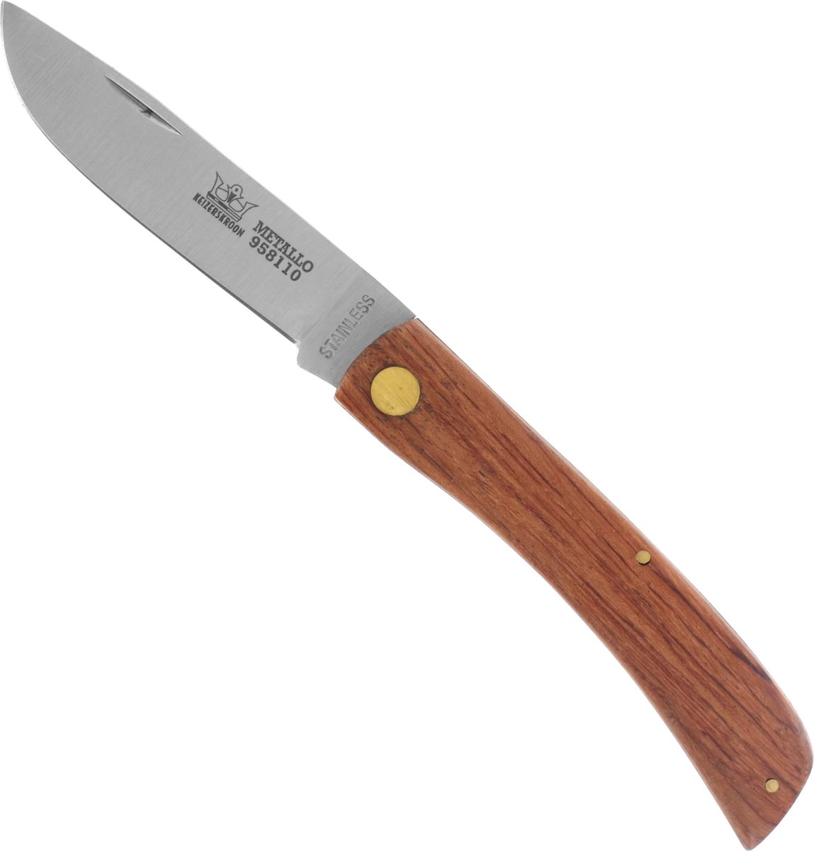 Metallo Zakmes - Inklapbaar - RVS Lemmet - Houten Heft - 75 mm