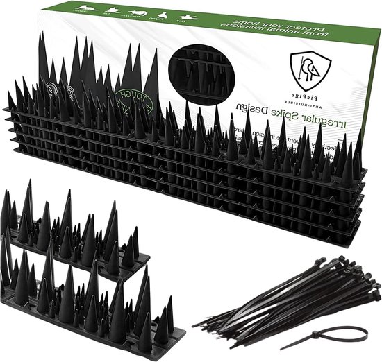JJoexyfit 12 stuks vogel-spikes, hek-spikes voor vogels, duiven, katten, plastic afweer-spikes voor vogels, afweermiddel voor tuin, hek, dak en muur (bruin