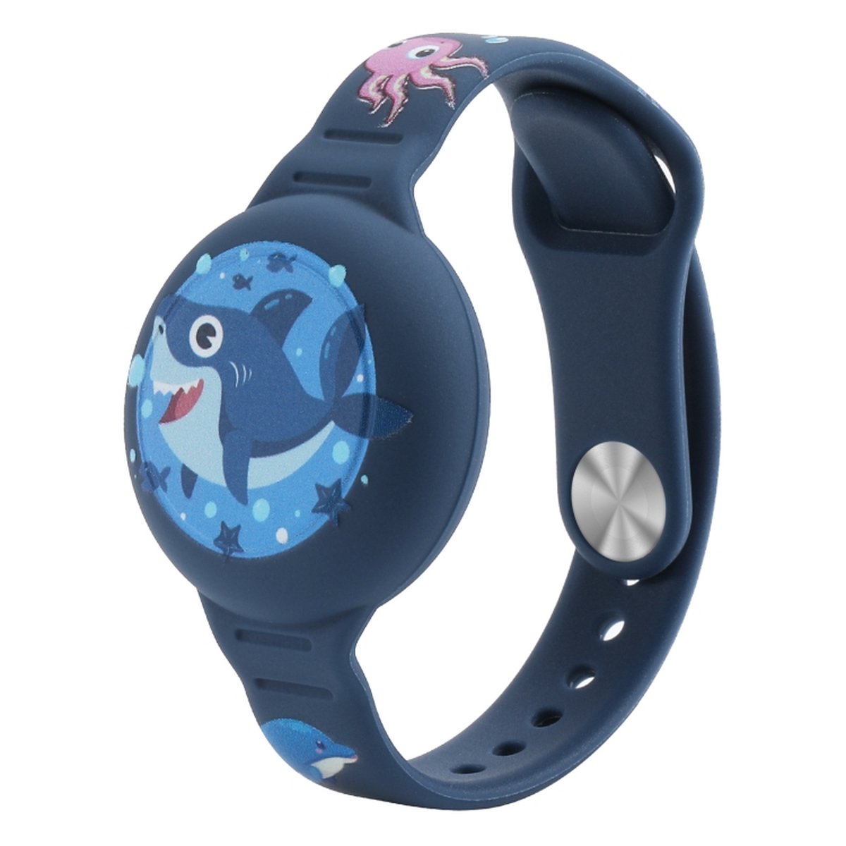 Airtag armband Polsband horloge - Airtag Sleutelhanger - Airtag Polsband Voor Kinderen - Airtag Armband - Airtag Apple - Airtag Houder - Airtag Hoesje - speciaal voor kinderen - blauw haai vissen cartoon