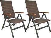 Bol.com BRUBAKER Set van 2 Polyrattan Tuinstoelen Modena - Hoge Rugleuning Opvouwbaar - 8-voudig verstelbare Rugleuning - Vouwst... aanbieding
