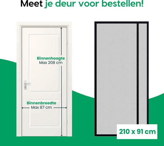 Unwanted Guests Magnetisch Vliegengordijn - Horgordijn - Vliegengordijn met Magneetsluiting - Premium Glasvezel Kwaliteit - Voor Nieuwbouw en Standaard Deuren - Modern Design - 210 x 91 cm - Eenvoudige Installatie - Zwarte Hor