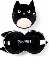 Bol.com Puckater - Reiskussen & Slaapmasker - Relaxeazzz Feline Fine Rond - Zwart&Wit - Poes aanbieding