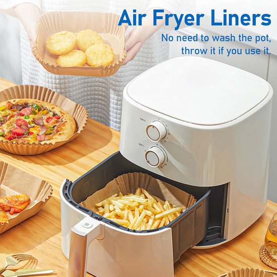 Papier Sulfurisé Pour Air Fryer - Lot De 100 Feuilles Jetables 20cm, Résistant à 220°C, Garde Votre Friteuse Propre