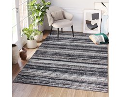 Tapiso Ritz Vloerkleed Grijs Katoen Antislip Woonkamer Lijnen Tapijt Maat- 300x400