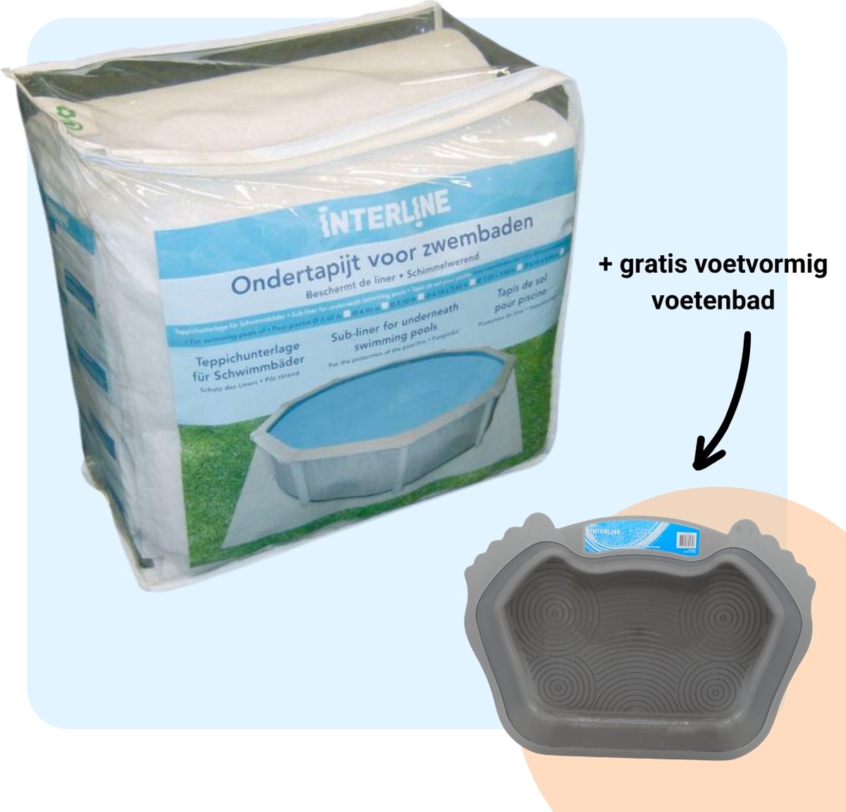 Interline ondertapijt Grondzeil Zwembad Onderzeil Zwembad Ondervloer Bodemvilt Zwembad Grondzeil 9 75 x 4 90m Ovaal Inclusief gratis Voetvormig Voetenbad